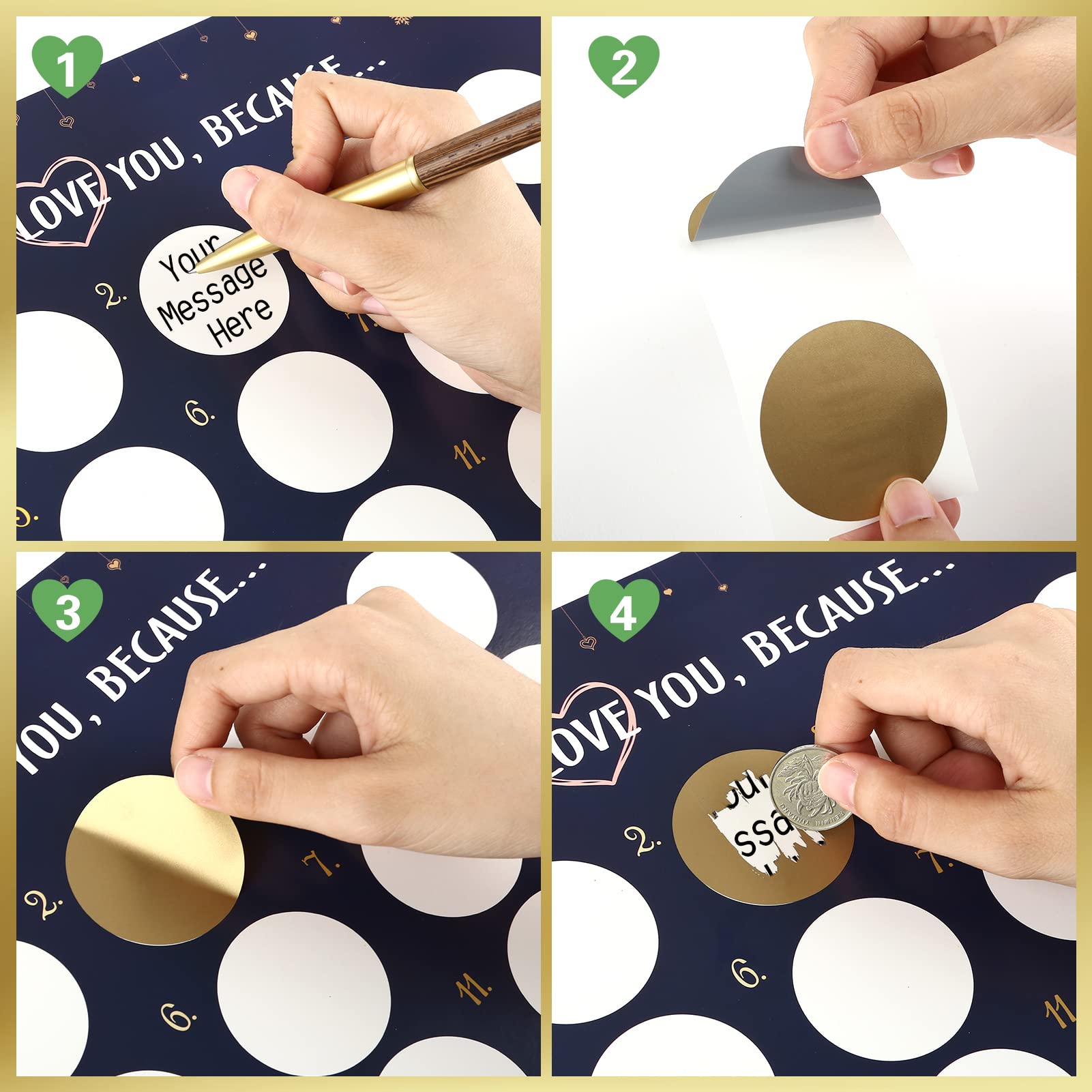 Kesote Christmas Advent Calendar 2024 Scratch Off Poster Card For Adults And Kids 16.5'  12' Diy Advent Calendar(I Love You, B