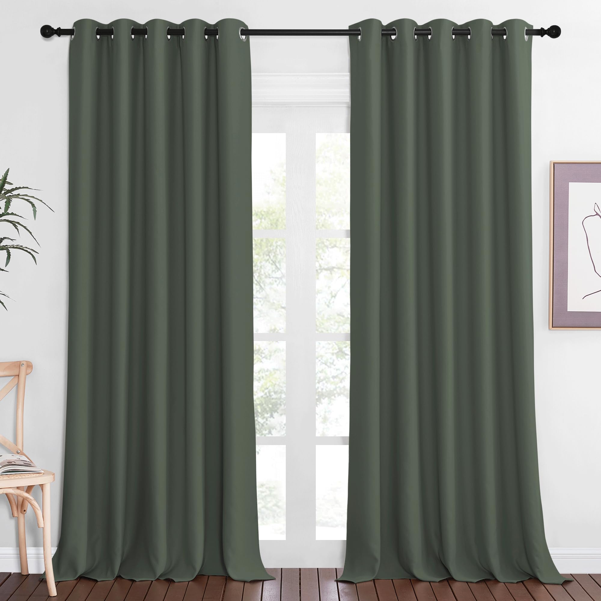 NICETOWN Blackout Curtain for Bedroom 102 inches Long - Grommet Thermal Curtain Light Blocking Room Darkening Window Treatment f