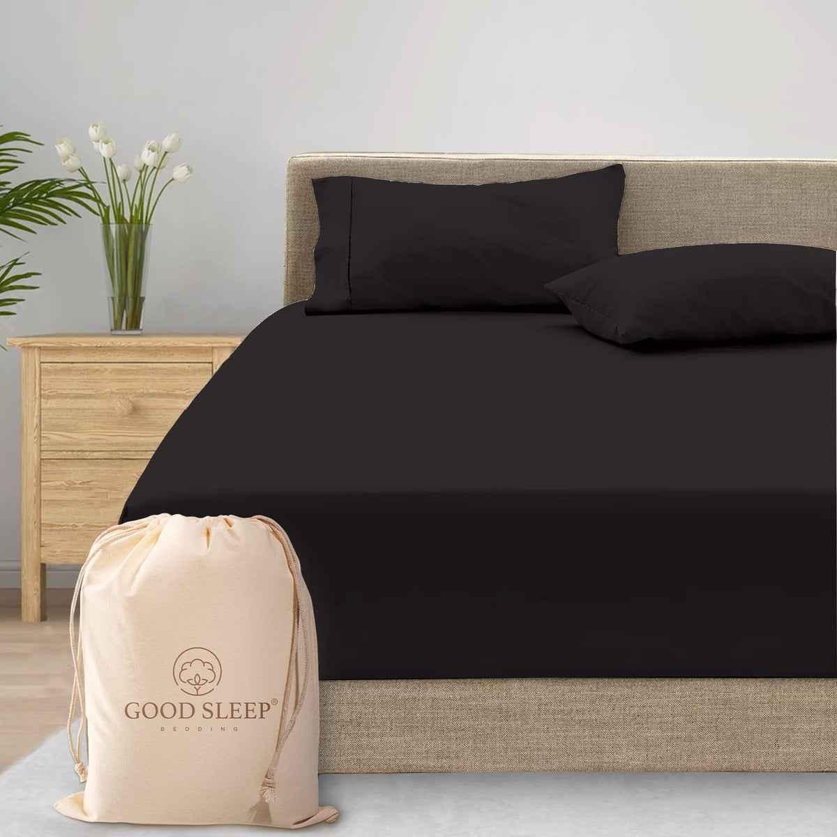 1 Pc Dark Gray Fitted Sheet Queen, Upto 16 Inch Deep Pocket Queen Sheets, 800 Tc 100% Egyptian Cotton Queen Fitted Sheet Only, S
