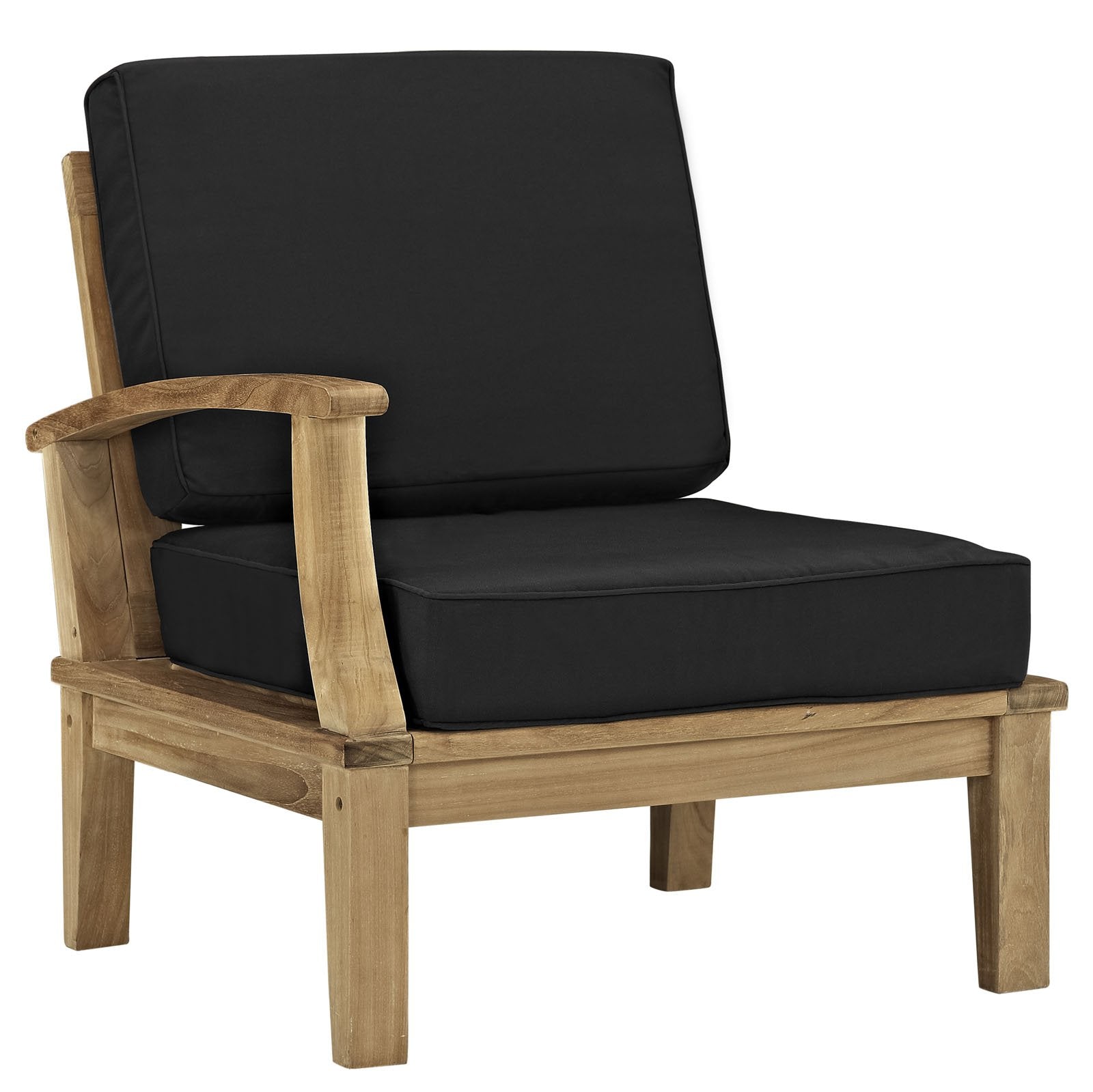 Lexmod Marina 7-Piece Outdoor Patio Teak Sofa Set, Natural Black