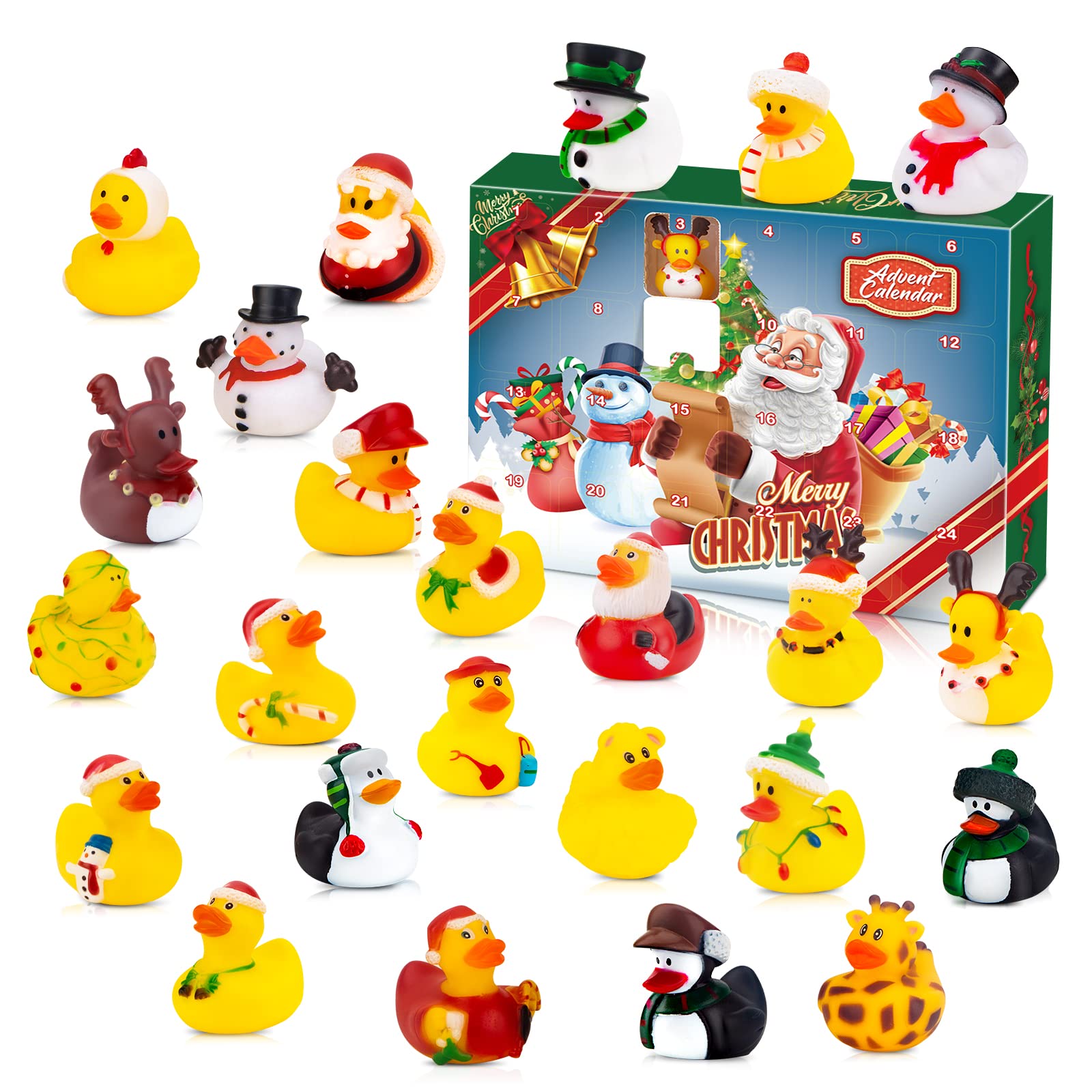 Advent Calendar 2024 - Rubber Ducks for Boys, Girls, Kids, and Toddlers - Rubber Ducky Bath Toy - Creative Perfect for Decoratio