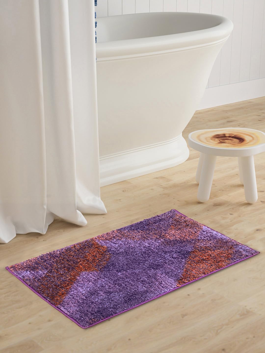 BIANCA Super Soft Designer Anti Slip Bath Mat 1pc Large (spa) GeometricPlum/red