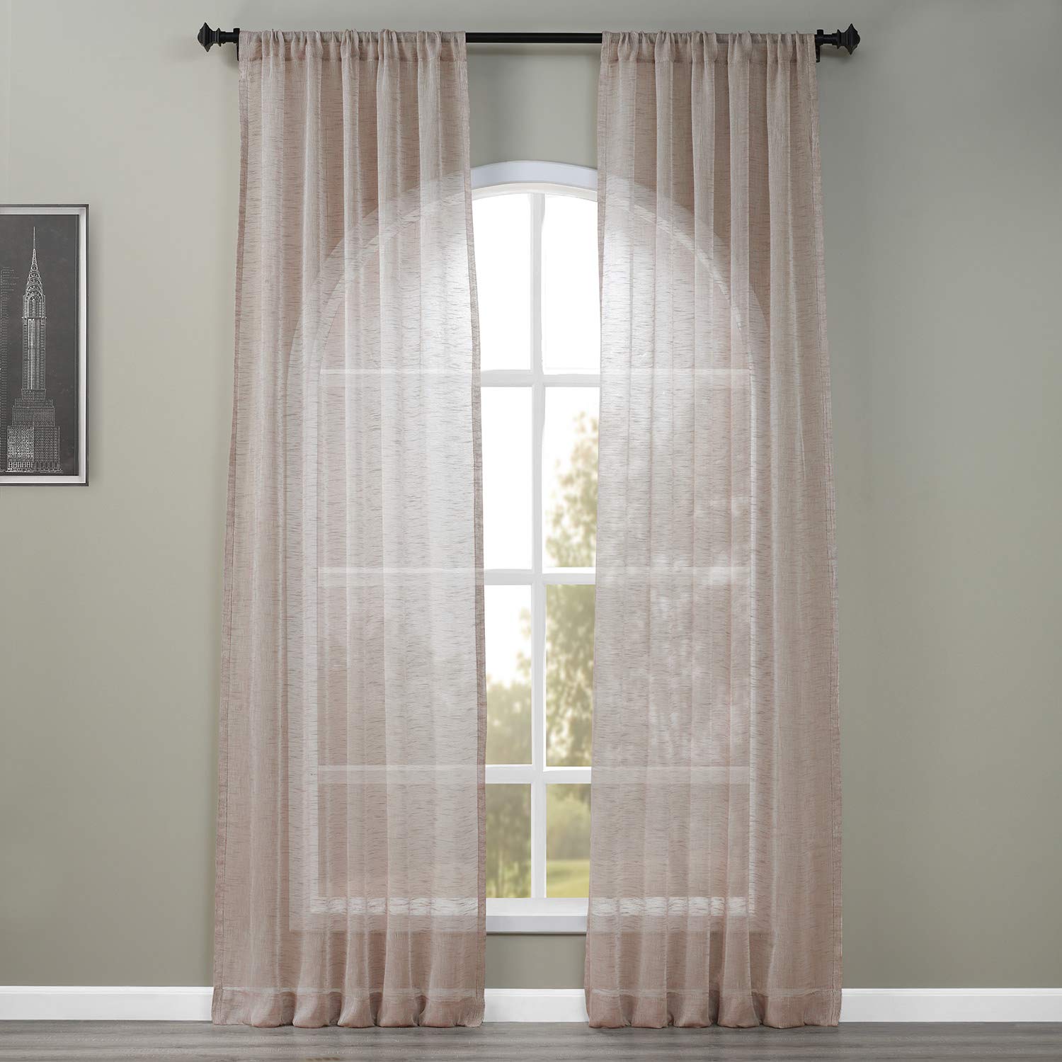 HPD Half Price Drapes Linen Sheer Curtains for Living Room & Bedroom 50 X 84, SHLNCH-J0108-84 (1 Panel) Open Weave Cinder Grey