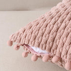 Fancy Homi 2 Packs Dusty Pink Decorative Throw Pillow Covers 18X18 Inch With Pom-Poms For Couch Bedroom Living Room, Farmhouse B