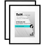 Americanflat 11x14 Picture Frame with Shatter-Resistant Glass - Set of 2 - Use as 8x10 Frame with Mat or 11x14 Frame Without Mat