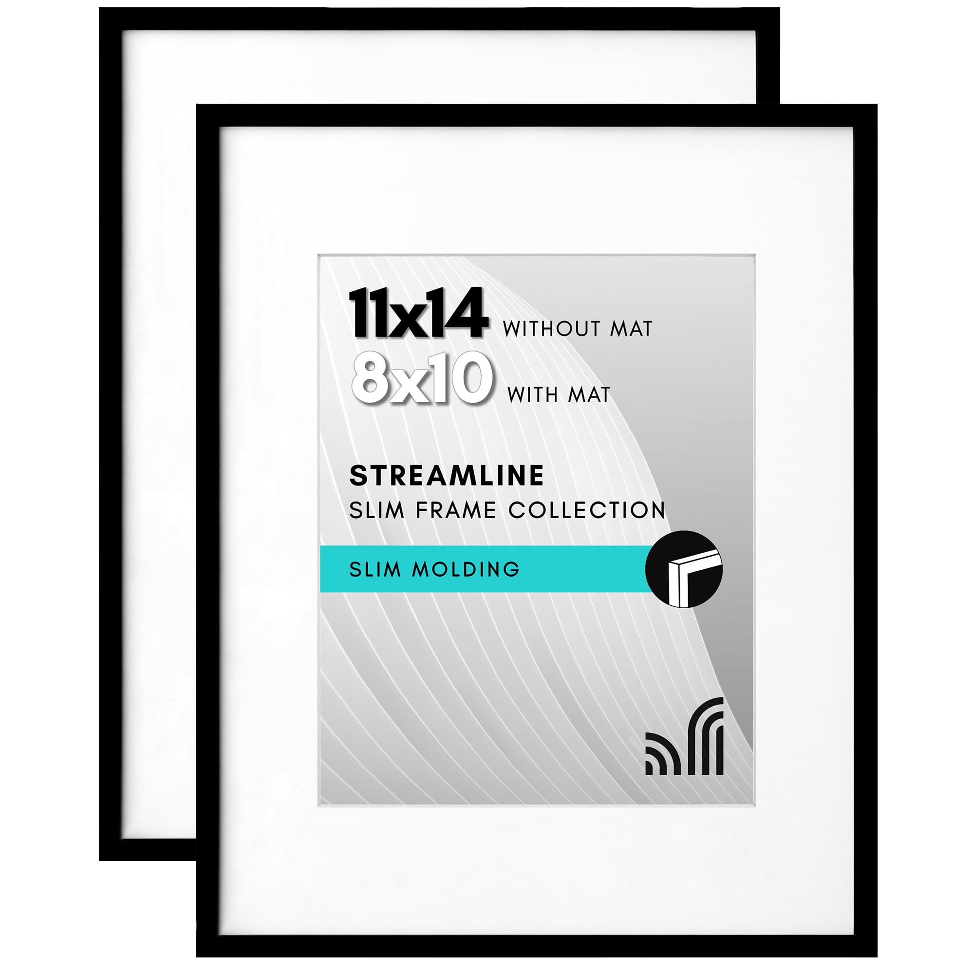Americanflat 11x14 Picture Frame with Shatter-Resistant Glass - Set of 2 - Use as 8x10 Frame with Mat or 11x14 Frame Without Mat