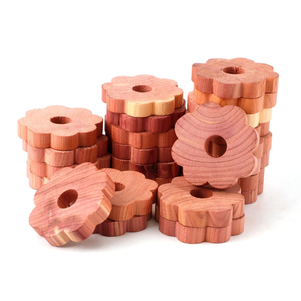 24pcs Cedar Chips for Clothes Storage, 1.77x0.31in Cedar Rings Wood Cedar Blocks Redolent Cedar Rings for Houses Drawers Closets