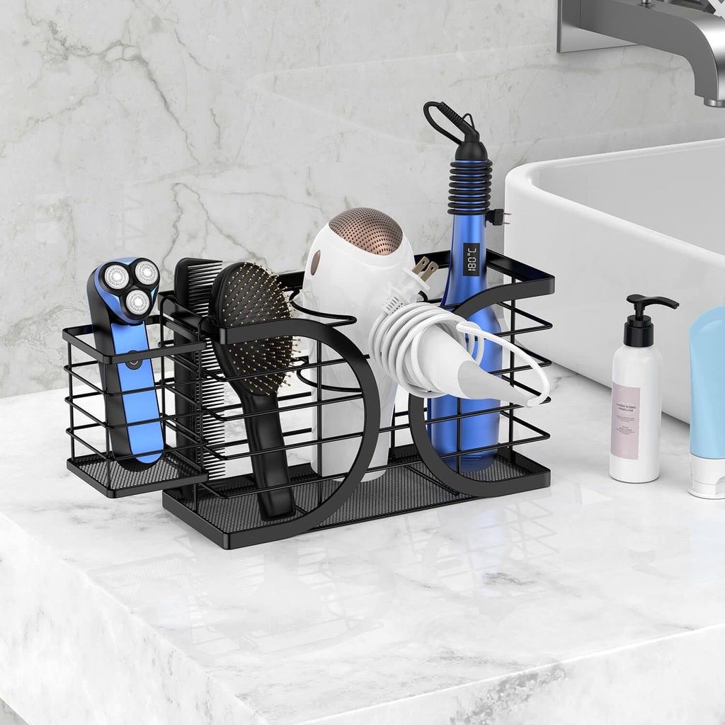 Aolldy Hair Dryer Holder 3In1 Hair Tool Organizer/Wall Mounted,Cabinet Door Or Desk-Based Blow Dryer Holder/Height-Adjustable Cu