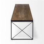 HomeRoots Rectangular Mango Wood/Medium Brown Top and Black Iron Base Accent Bench