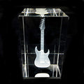 3D Electric Guitar Paperweight Laser Etched In Crystal Glass Cube Music Graduation Christmas Birthday Valentine'S Day