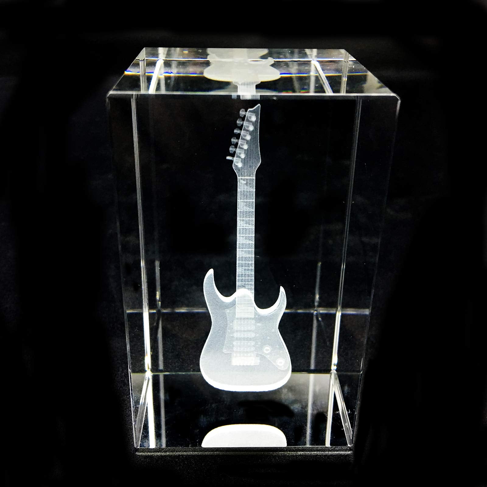 3D Electric Guitar Paperweight Laser Etched In Crystal Glass Cube Music Graduation Christmas Birthday Valentine'S Day