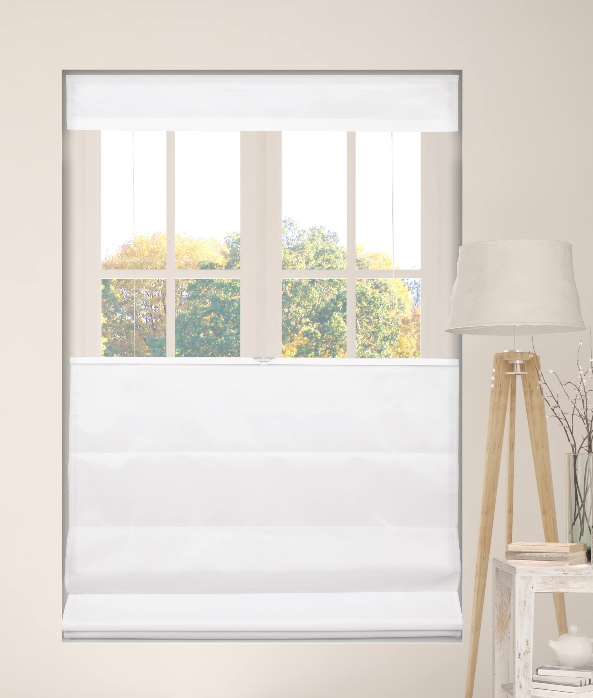Arlo Blinds Cordless Fabric Roman Shades Top Down Bottom Up Light Filtering Window Blinds, Color: Cloud White, Size: 24 W x 72 H