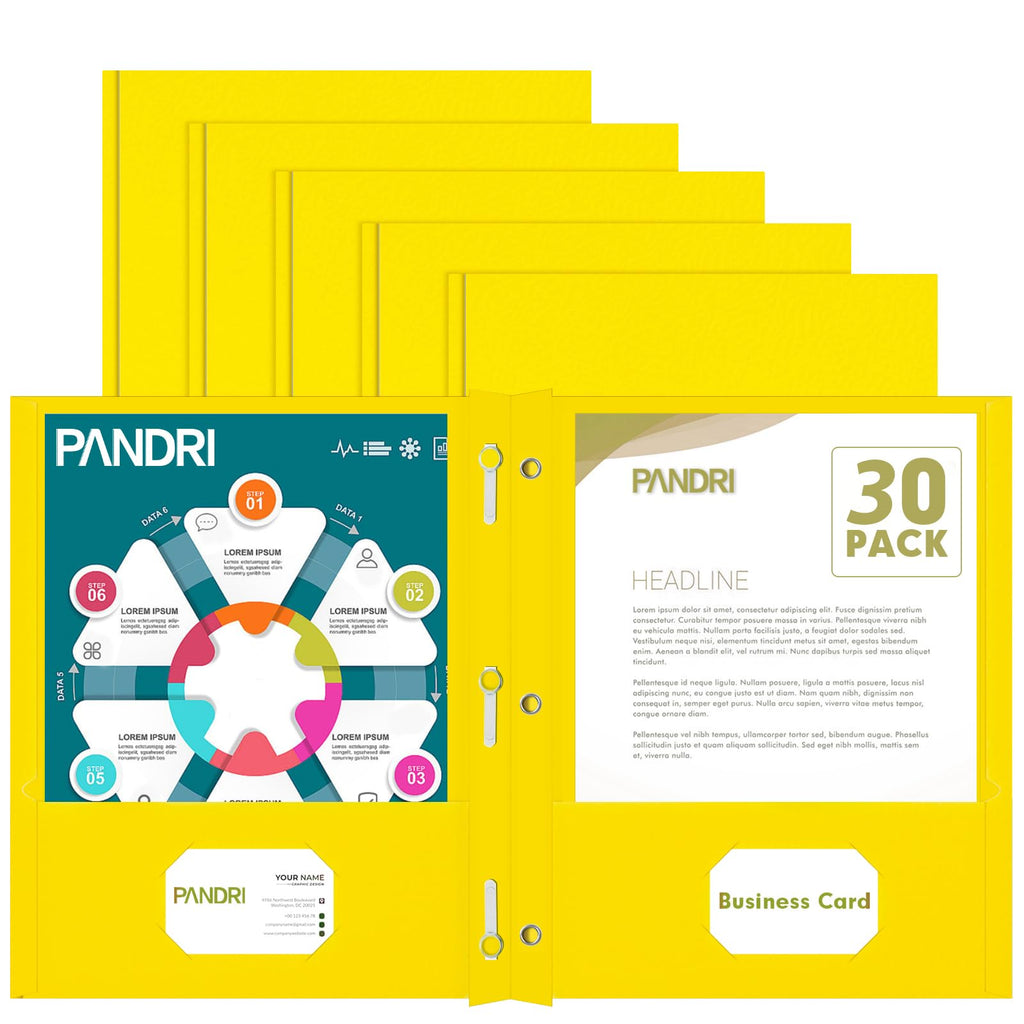 Two Pocket Folders, Pandri 30 Pack Two Pocket Folders With Prongs, 3 Prong Folders Designed For Office And Classroom, Letter Siz