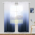 Navy And White Curtains For Living Room Set 2 Panels Rod Pocket Window Ombre Coastal Sheer Curtains For Bedroom Masculine Man'S