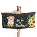 Aoopistc Sunflower Pig Print Thick Beach Towels,Super Absorbent Quick Dry Towels For Swimming Surfing,Oversized Bath Face Hair T