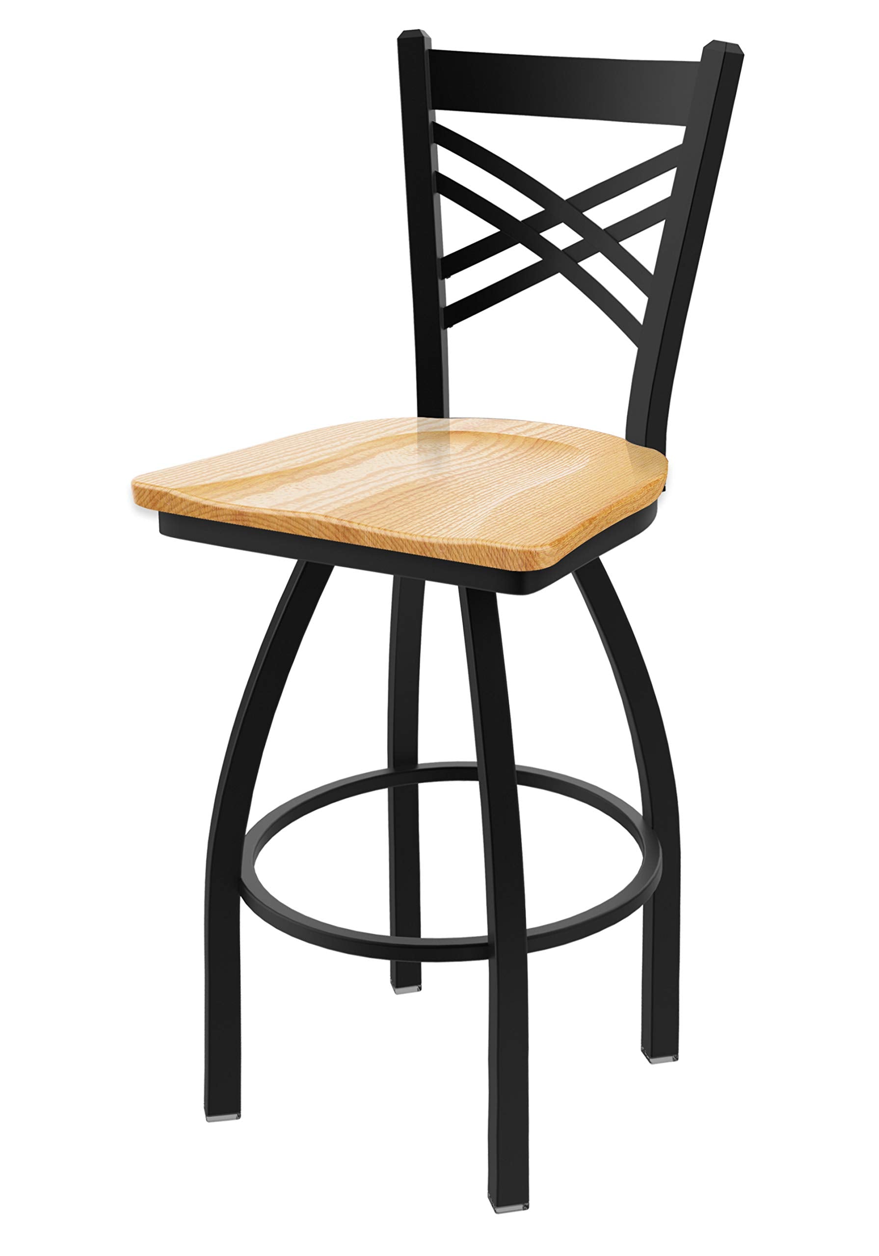 820 Catalina 25 Swivel Counter Stool with Black Wrinkle Finish and Natural Oak Seat