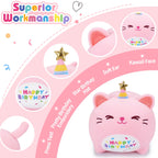 Pink Birthday Cat Plush Stuffed Animals-Gifts For Girlfriend, 16' Pink Cat Plush, Kawaii Plushies Cat Body Pillow Cat Plushie,