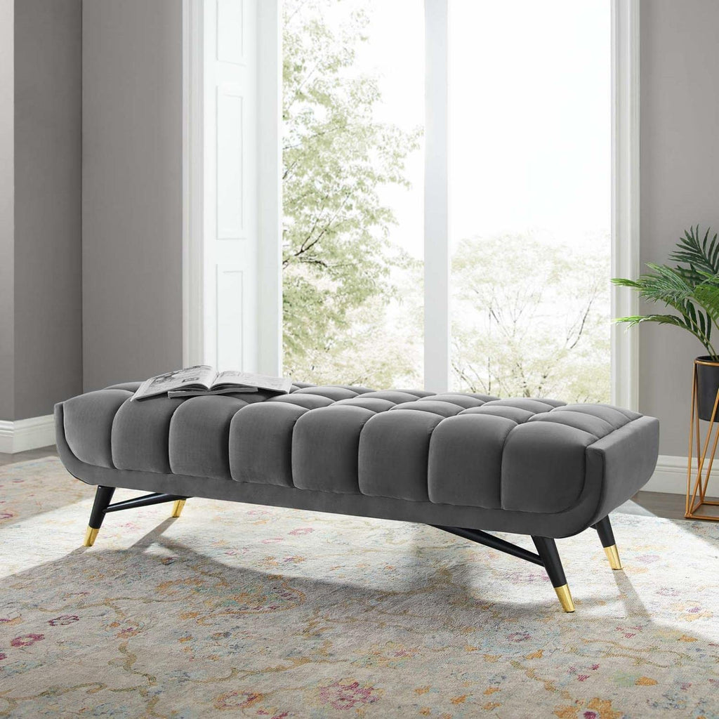 Modway Adept 60" Performance Velvet Bench In Gray