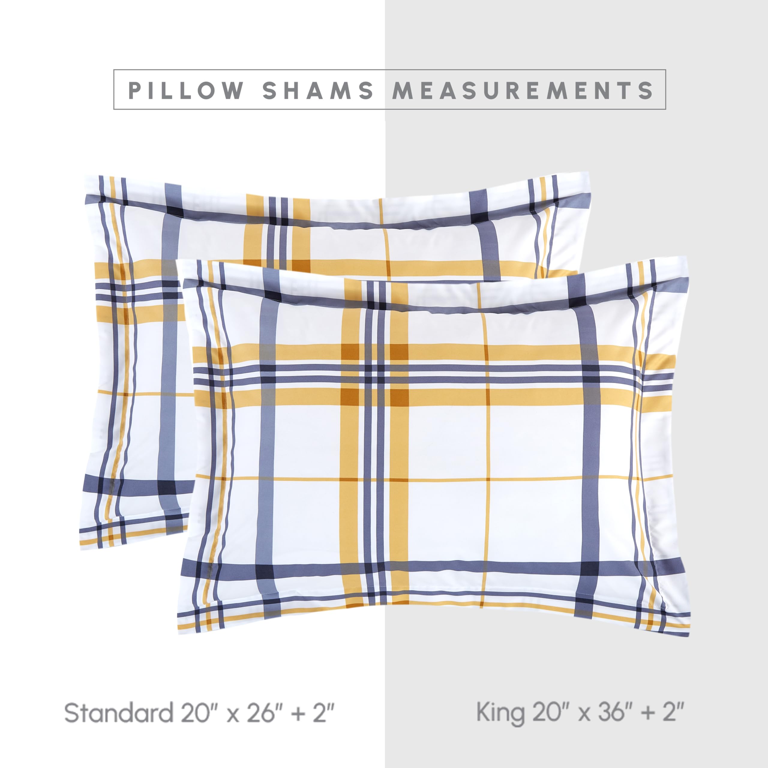 Elegant Comfort Silky Soft 8-Piece Plaid Lodge Bed-In-A-Bag Comforter Set, Includes 4Pc Smart Sheet Set, Comforter, Decorative Pillow, Matching Pillowcases And Shams - Full/Queen, Gold