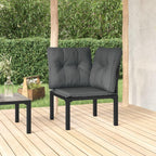 vidaXL Modern Poly Rattan Garden Chair in Black with Dark Gray Cushions - Weather Resistant Outdoor Furniture with a Sturdy Steel Frame, Comfortable Seat, and Modular Design