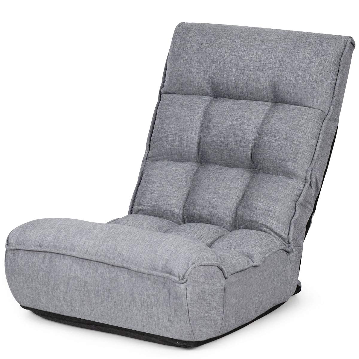 Giantex Gaming Chair Floor, Floor Chairs For Adults With 4-Position Adjustable Back, 6-Position Adjustable Headrest, Side Pocket, No Assembly Required, Banana Chair, Folding Floor Gaming Chair, Gray
