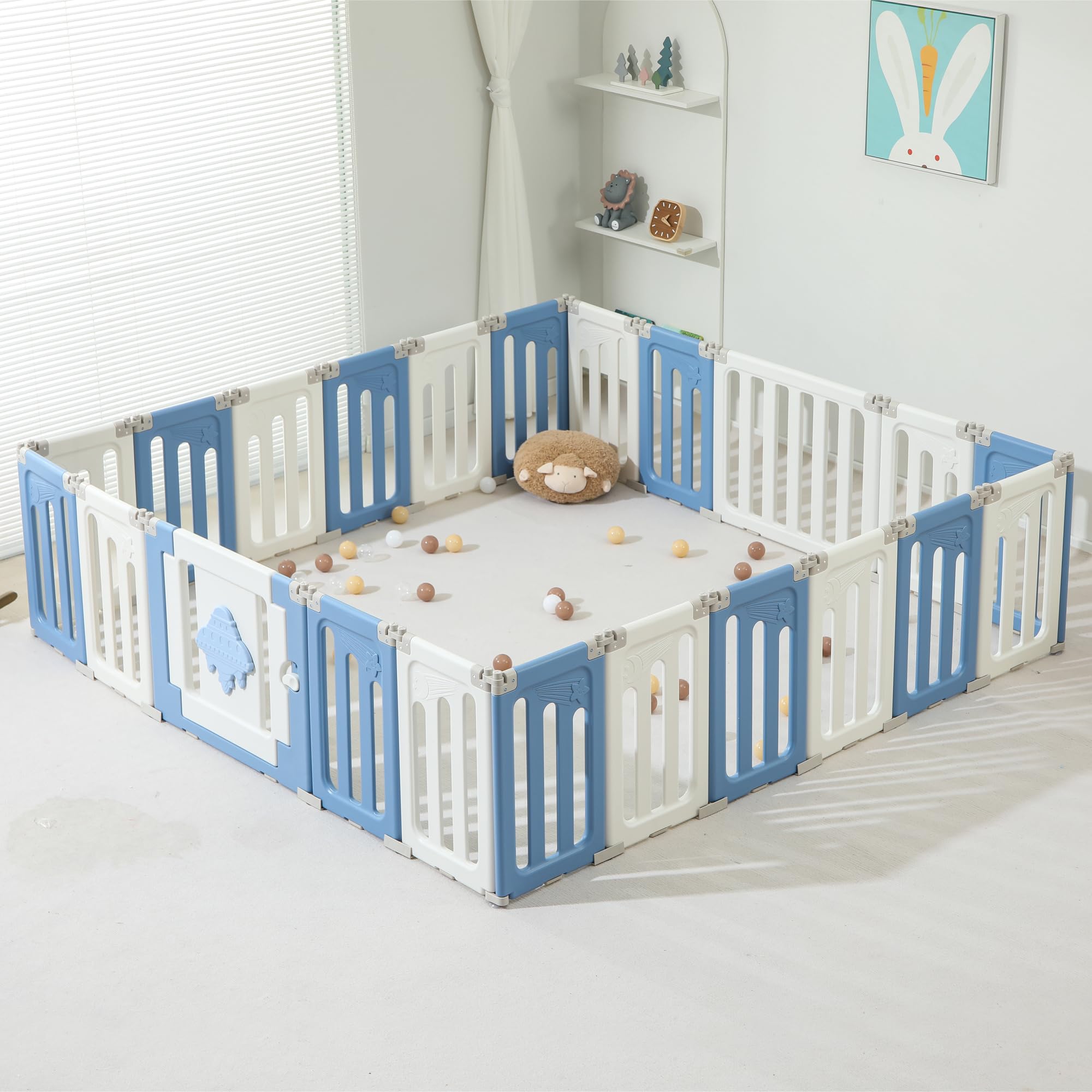 Baby Play Pen, 22 Panels Extra Large Baby Playpen, Foldable Play Pens for Babies and Toddlers, UFO Portable Baby Fence, Baby Gat
