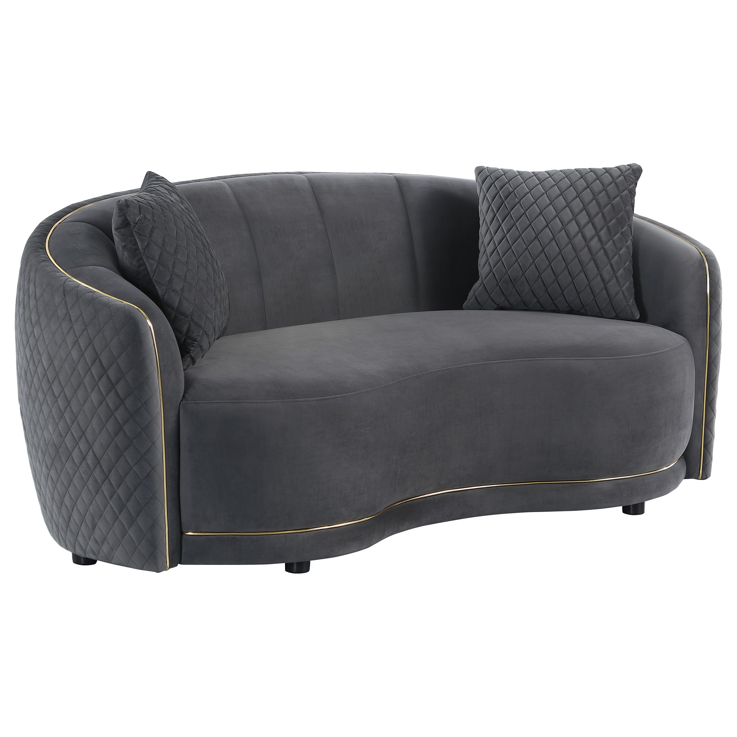 Coaster Home Furnishings Brookside 2-Piece Velvet Upholstered Sofa Set Dark Grey