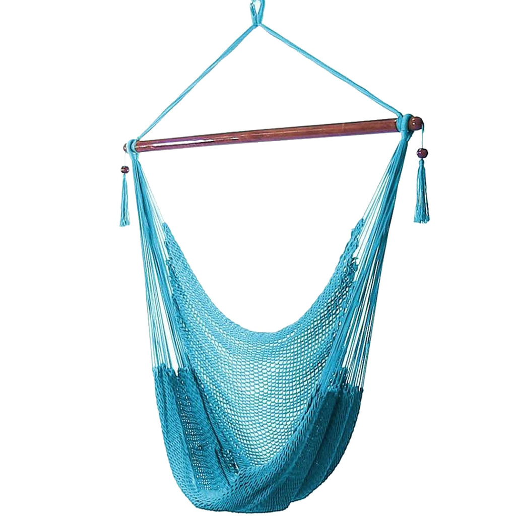 Sunnydaze Outdoor Caribbean Xl Hanging Hammock Chair Swing - Soft-Spun Polyester Rope - 300-Pound Capacity - Sky Blue