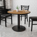 Flash Furniture Graniss 36'' Round Walnut Laminate Table Top with 24'' Round Table Height Base