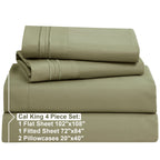 Nestl Cal King Sheets Set - 4 Piece California King Sheets, Double Brushed Cal King Sheet Set, Hotel Luxury Bed Sheets California King Size, Sage Green Cal King Bed Sheets