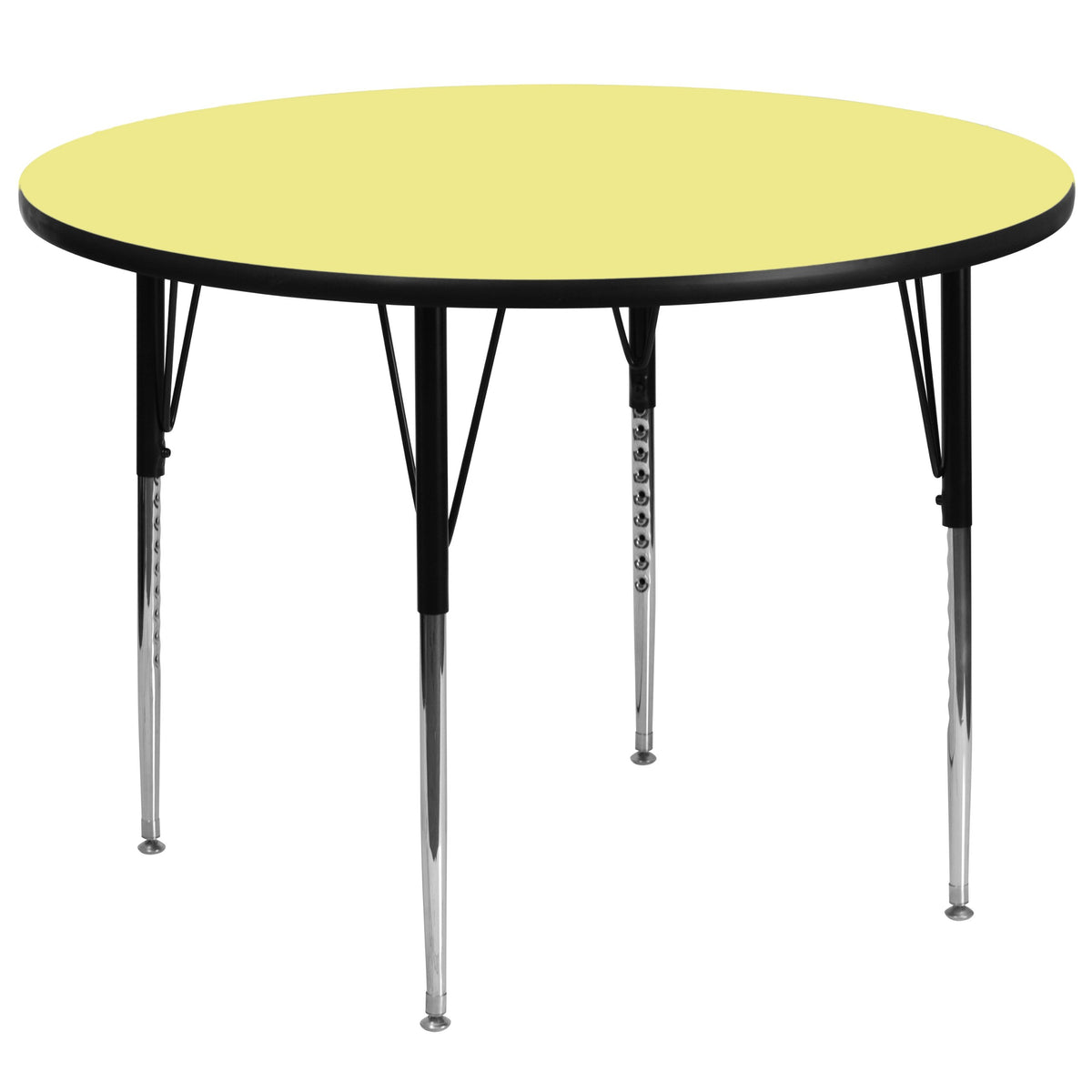 Flash Furniture Wren 60'' Round Yellow Thermal Laminate Activity Table - Standard Height Adjustable Legs