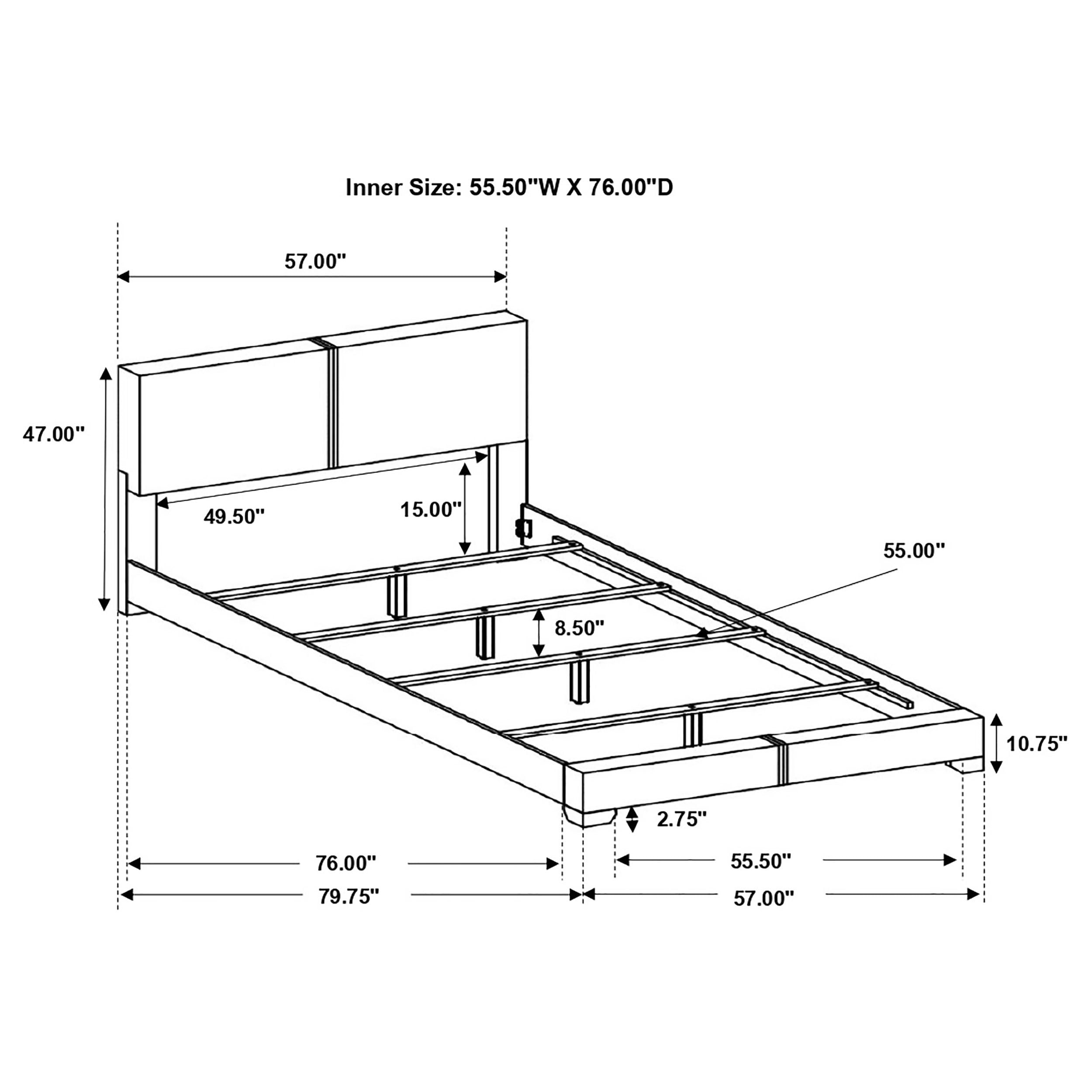 Coaster Home Furnishings Conner Transitional Leatherette Upholstered Full Size Panel Bed Frame 47-inch Headboard Dark Brown 300261F