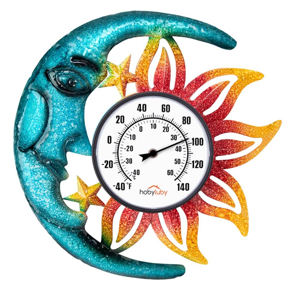 Hobyluby 14.5' Outdoor Thermometer, Wall-Mounted Thermometer Decorative For Patio, Garden, Greenhouse, Home Decor, No Battery R
