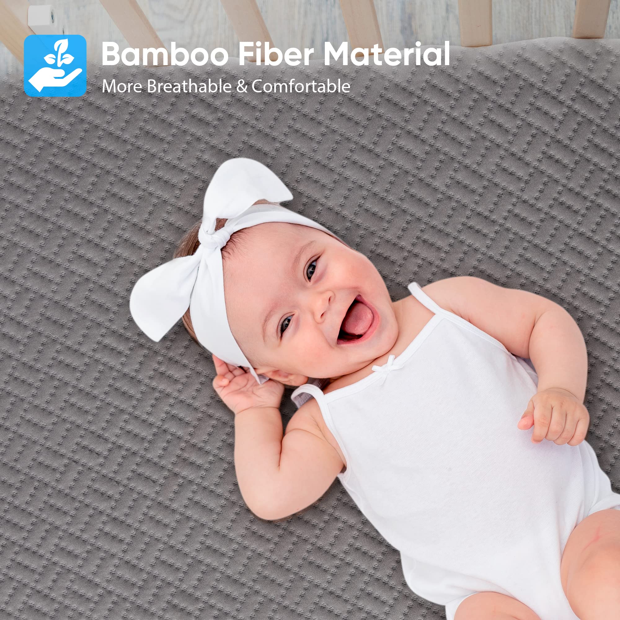 Hanherry 100% Waterproof Mattress Protector Twin Size - Grey, Mattress Cover 3D Air Fabric Cooling Mattress Pad Cover Smooth Sof
