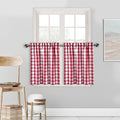 Amzdecor Red Buffalo Check Tier Curtains for Kitchen, Thick Yarn Dyed Buffalo Plaid Rod Pocket Bathroom Curtain, Short Kitchen W