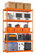 CERVONIX Orange Adjustable 5Shelf Metal Shelving Unit Storage Utility Rack Garage Shelves Display Rack Steel Bootless Rivet Rac