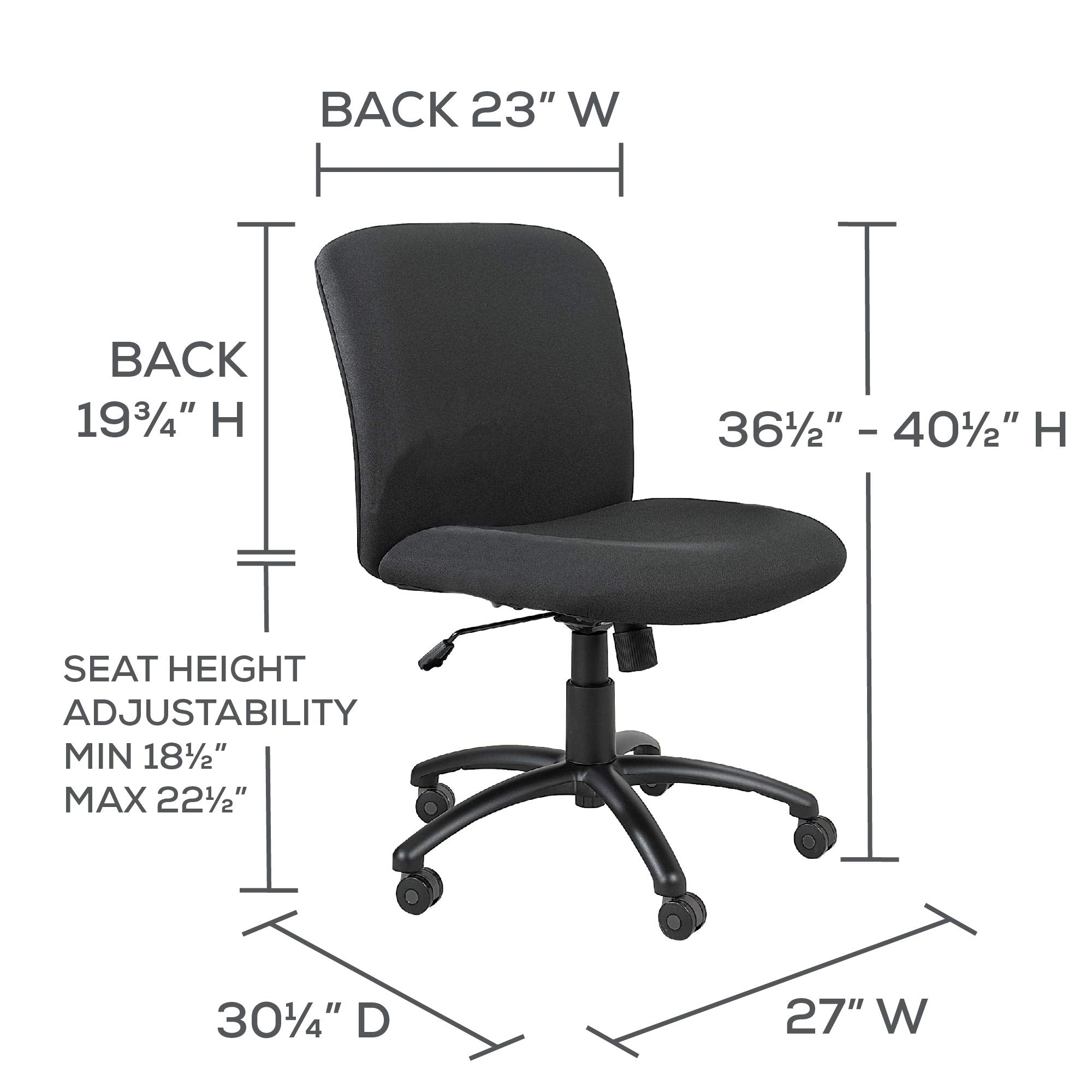 Safco® Mid Back Big And Tall Chair Chair,Big&Tall,Mid Bk,Bk (Pack Of 2)