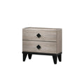 Poundex Wooden Nightstand with 2 Storage Drawers, Cream