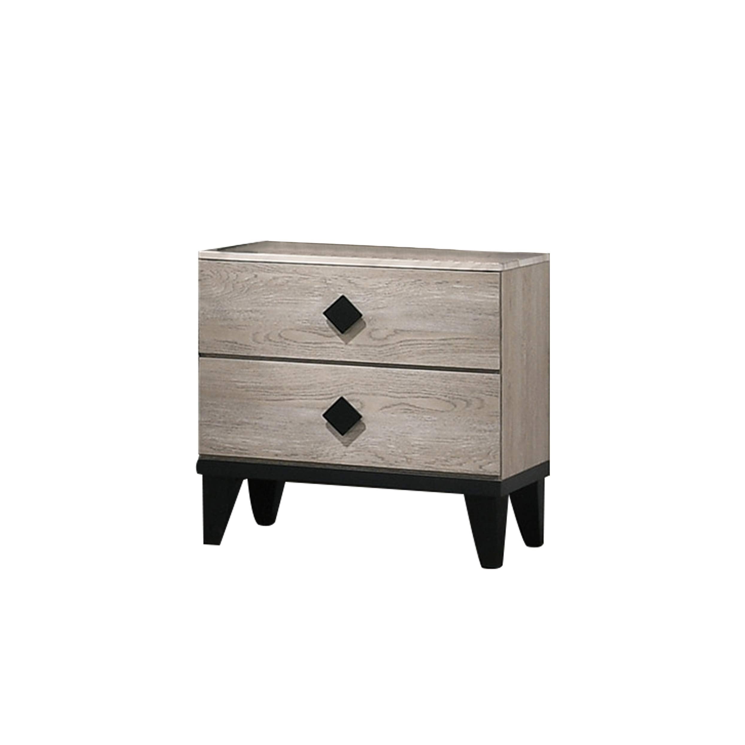 Poundex Wooden Nightstand with 2 Storage Drawers, Cream