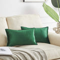 Gigizaza Green Velvet Decorative Lumbar Throw Pillow Covers 12X20 Oblong Couch Sofa Pillow Covers,Pack Of 2