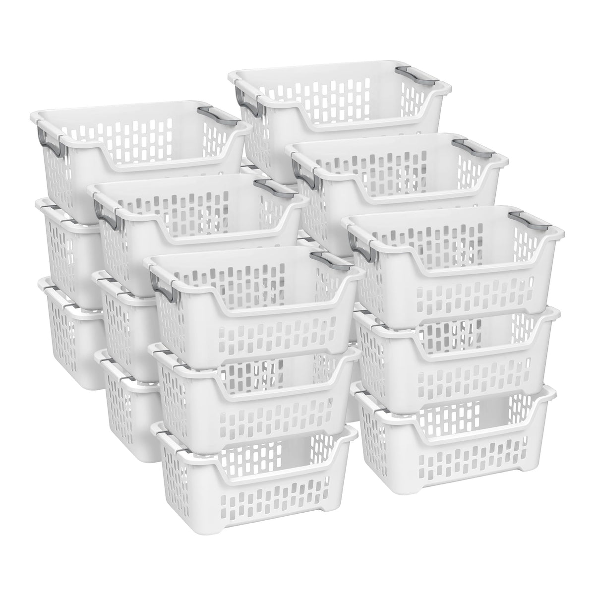 Sterilite Rectangular Laundry Basket, Plastic Clothes Hamper, 18Pack