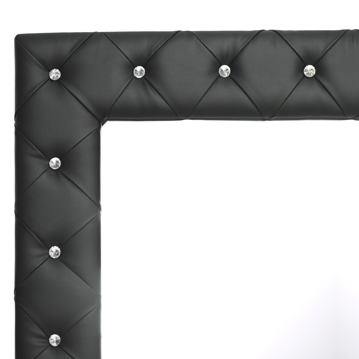 Baxton Studio Stella Crystal Tufted Modern Floor Mirror, White