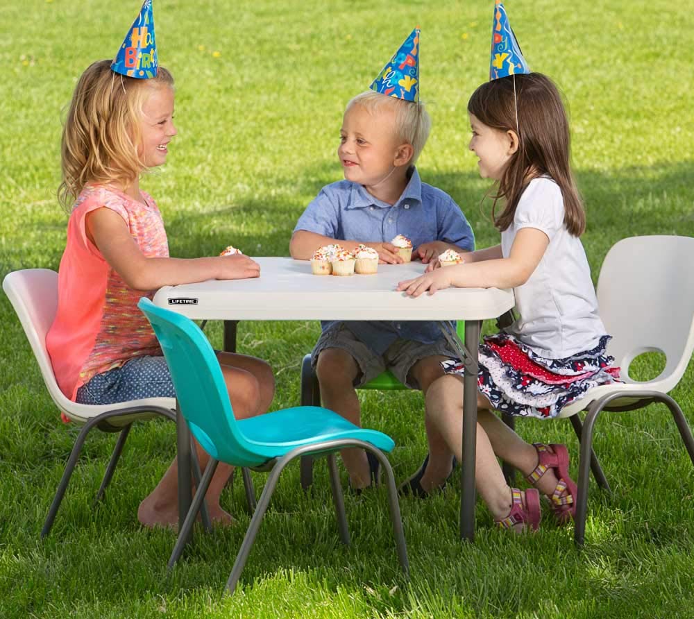 Lifetime 80472 Kids Stacking Chair (4 Pack), Glacier Blue