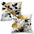 Supwhd Black And Gold Botanical Pillow Covers 20X20 Set Of 2, Abstract Modern Decorative Throw Pillow Covers For Living Room Bed