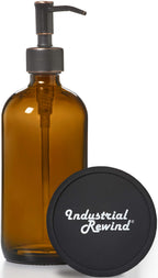 Amber Glass with Oil Rubbed Bronze Soap Dispenser Pump with Coaster for Non Slip Bottom/Countertop Protector - 16oz Glass Boston