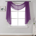 DONREN 144 Inch Length Window Scarf for Background - Luxury Soft Sheer Scarf Add to Window Curtains for Enhanced Effect (Royal P