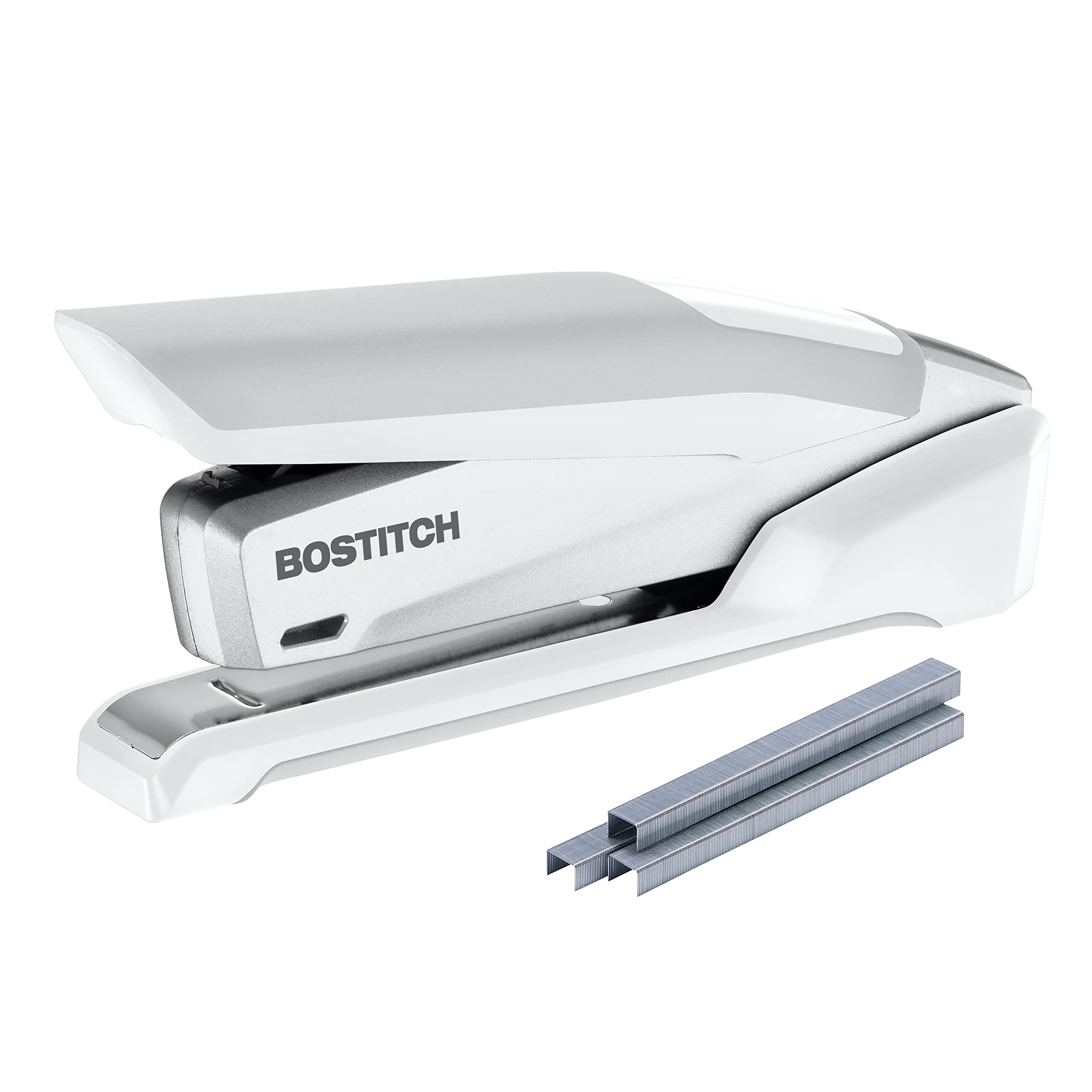 Bostitch Office Inpower+28 Executive 3 In 1 Stapler - One Finger, No Effort, Spring Powered - White/Gray (1180)