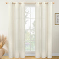 YoungsTex Natural Linen Curtains 84 Inches Length Grommet Long Light Filtering Linen Window Drapes for Living Room Bedroom, 2 Pa