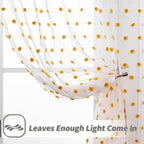 Mysky Home Short Curtains For Bedroom 54 Inches Long Burnt Orange Pom Pom White Sheer Curtains Kitchen Bathroom Nursery Boys Kid