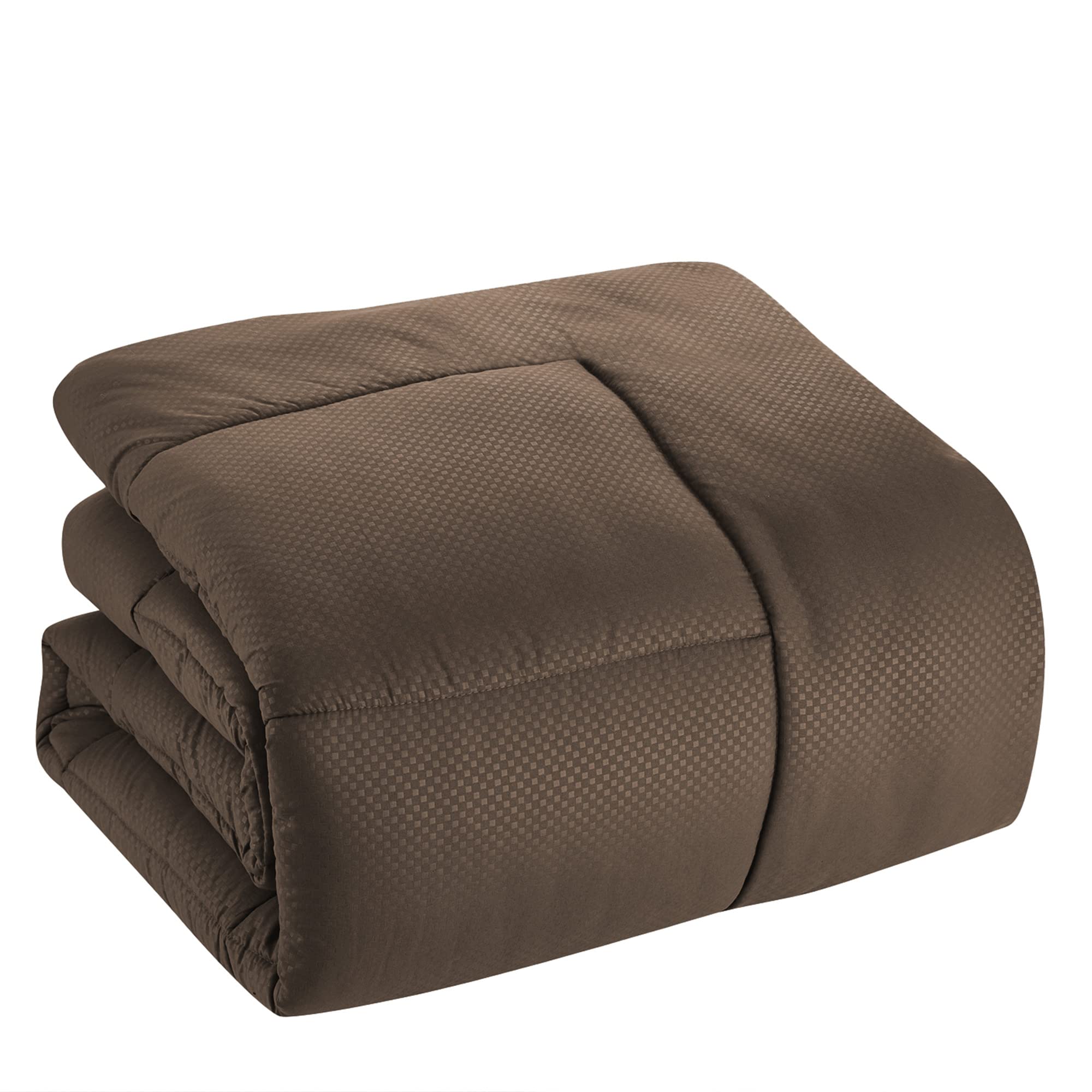 Queen Comforter Set 8 Piece Bed In A Bag With Bed Skirt, Fitted Sheet, Flat Sheet, 2 Pillowcases, 2 Pillow Shams, Queen, Checkered Chocolate